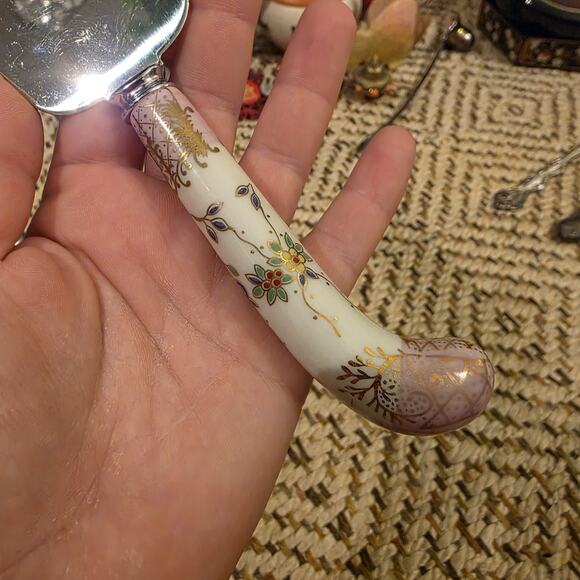 Vintage Prill Sheffield England Pie Cake Server Floral Purple Porcelain Handle. - Picture 6 of 16